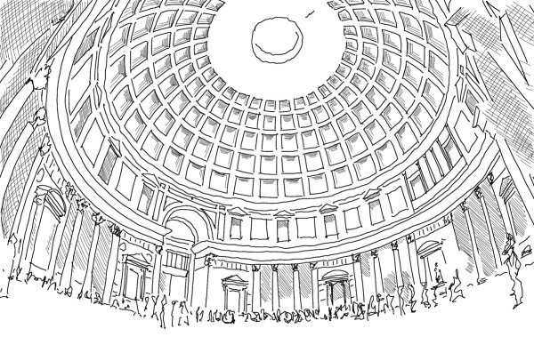 Храм Святой Женевьевы в Париже рисунок