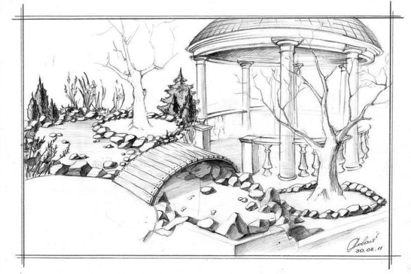 Ландшафт рисунок карандашом