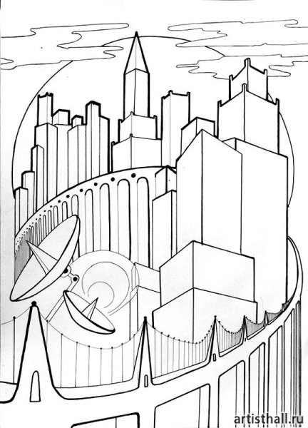 Город будущего карандашом