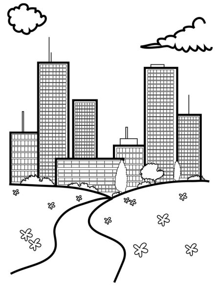 Современный город рисунок легкий