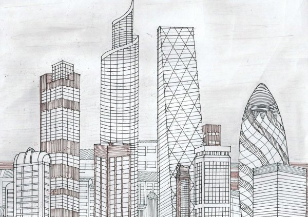 Москва Сити скетч