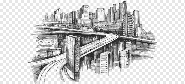 Современный город Графика