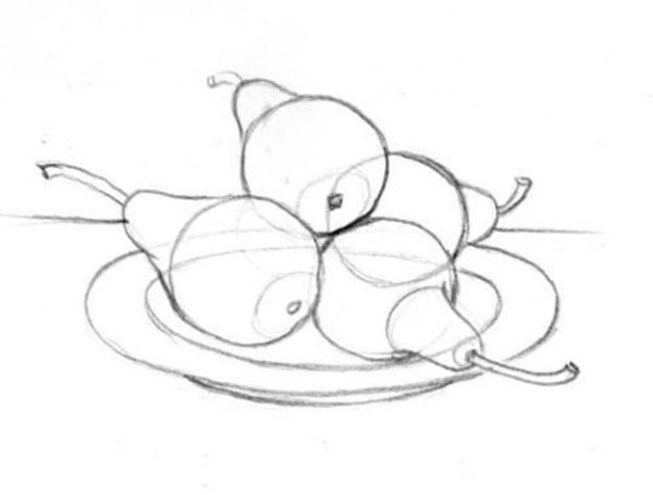 Фрукты карандашом для начинающих