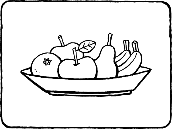 Тарелка с фруктами раскраска для детей