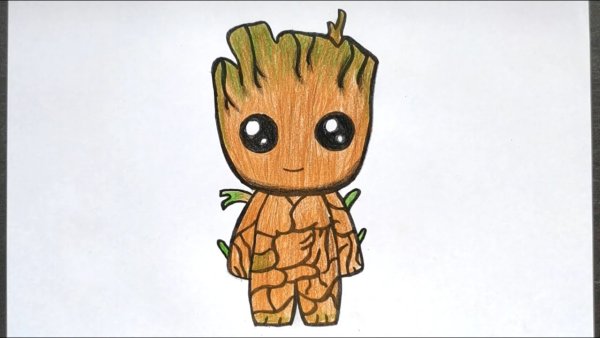 Маленький Грут маркерами