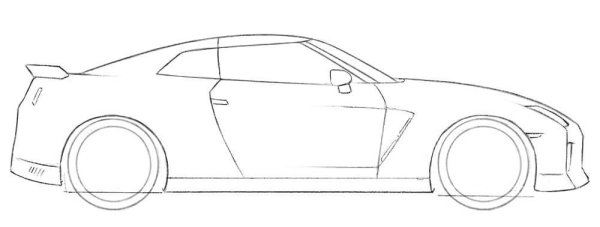 Ниссан ГТР рисунок карандашом поэтапно