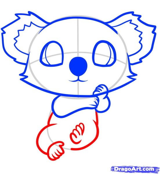 Коала нарисовать карандашом поэтапно