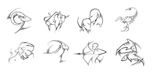 Знаки зодиака одной линией