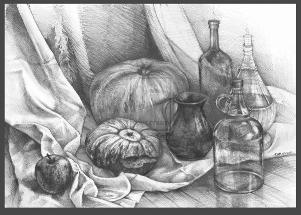 Поэтапное рисование натюрморта для детей