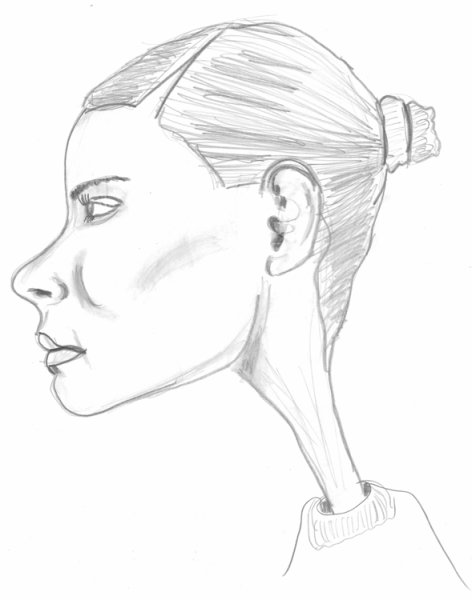 Лицо в профиль карандашом