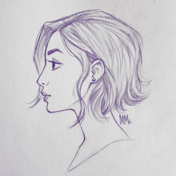 Девушка в профиль скетч