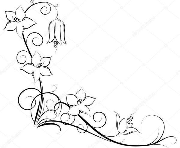 Вьющиеся цветы эскиз