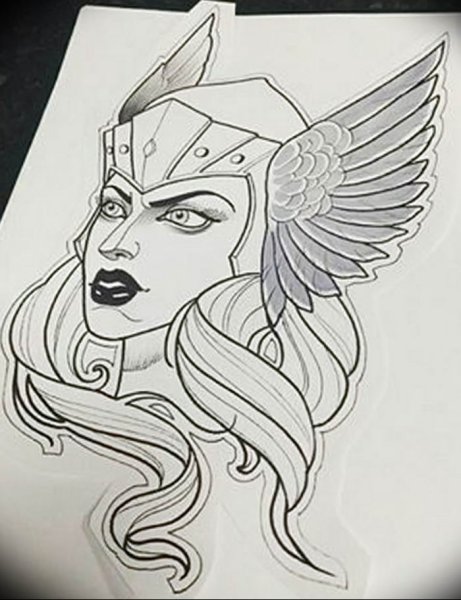 Эскизы Валькирия карандашом