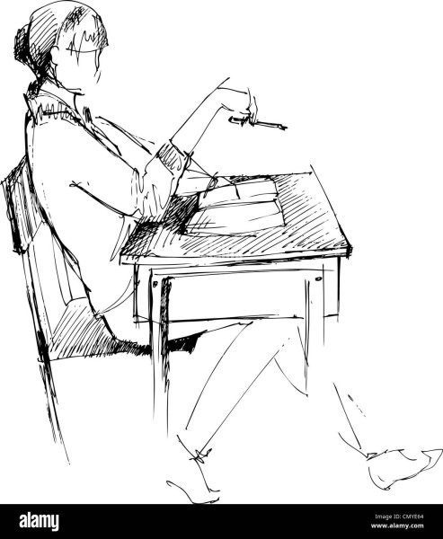 Человек сидит за партой