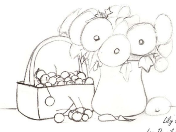 Нарисовать тарелку с фруктами