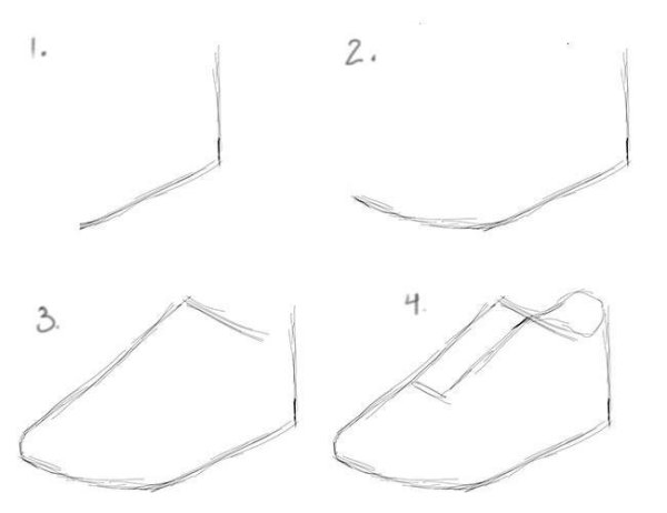 Кроссовки поэтапное рисование