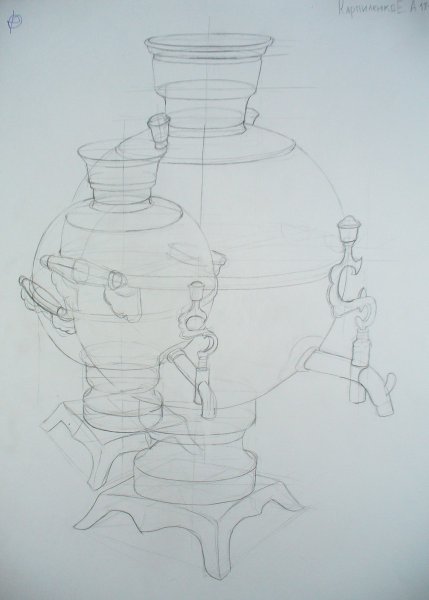Самовар рисунок карандашом