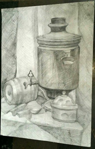 Натюрморт с самоваром рисунок карандашом