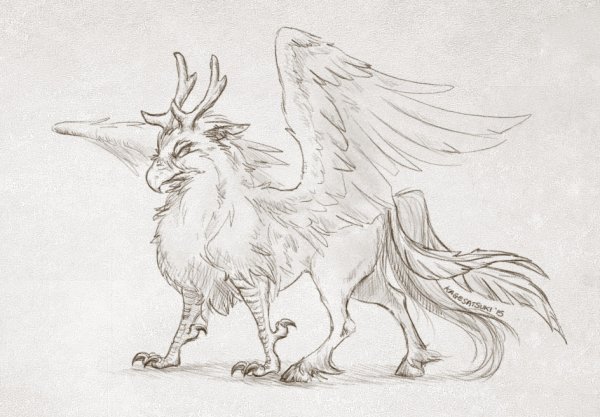 Грифон простым карандашом