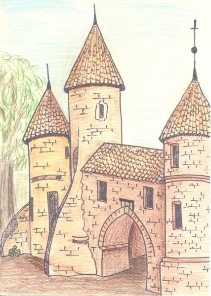 Зарисовка замка в романском стиле