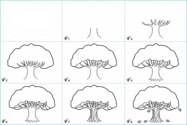 Рисунки дуба для срисовки