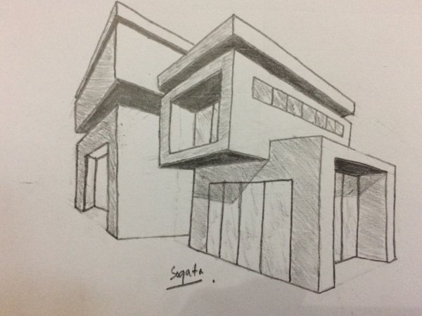 Эскиз здания в современном стиле стеклянный