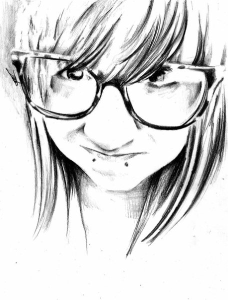 Девушка в очках рисунок