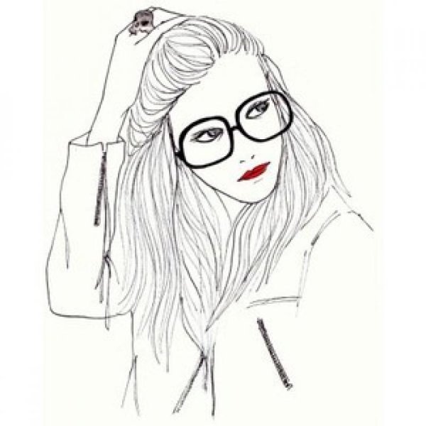 Рисунки для срисовки девушки в очках