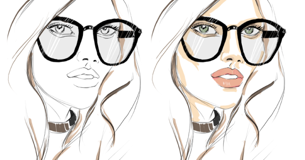 Девушка в очках карандашом