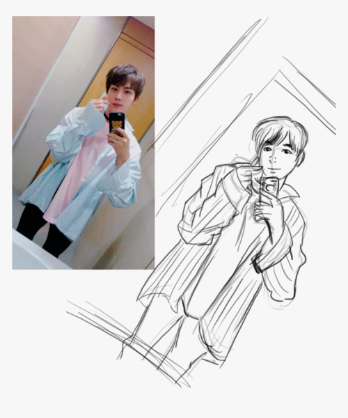 Джин глаза БТС карандашом