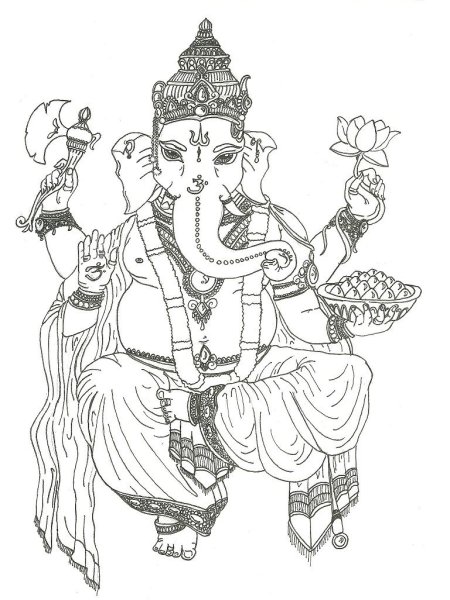Индийский Бог Ганеша рисунок
