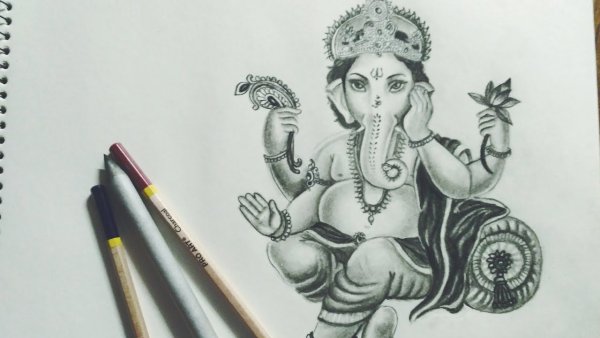 Бог Ганеша рисунок