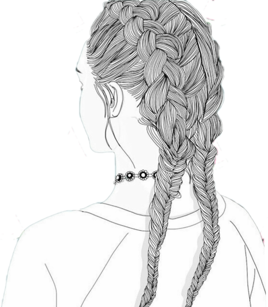 Раскраска девушка с длинными волосами