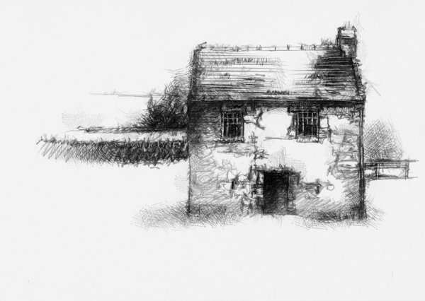 Заброшенный дом карандашом