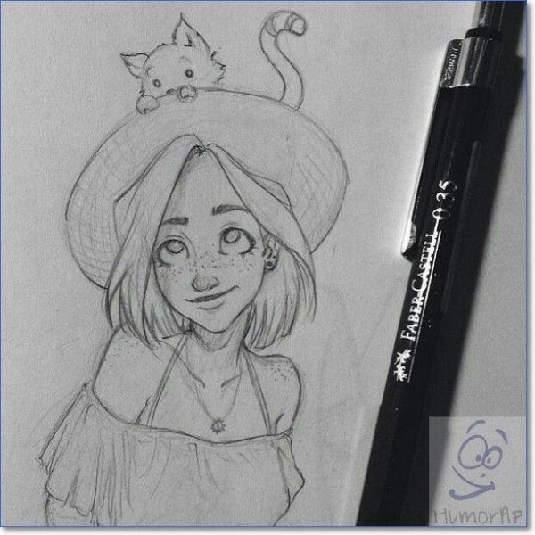 Девушки карандашом для скетчбука