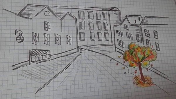 Рисунок города карандашом легкие