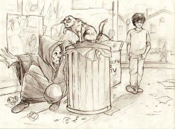 Бомж рисунок карандашом