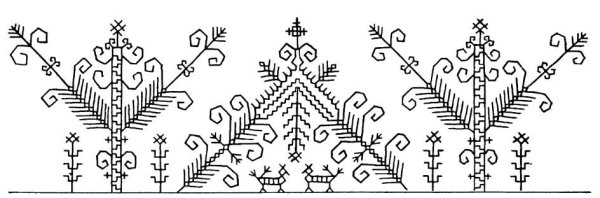 Эскиз фрагмента народной вышивки