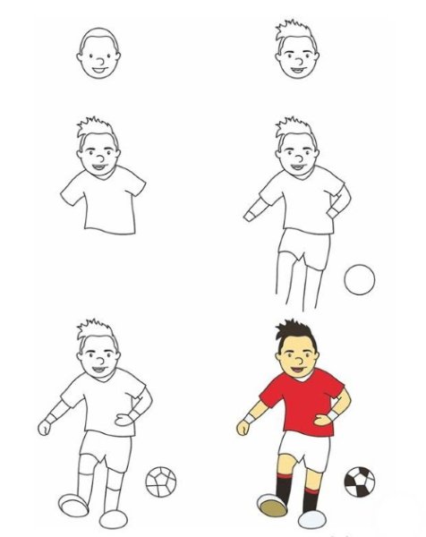 Поэтапный рисунок футболиста
