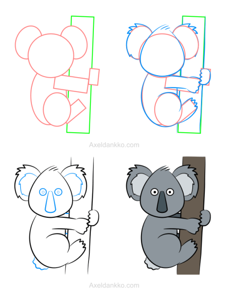 Коала поэтапное рисование