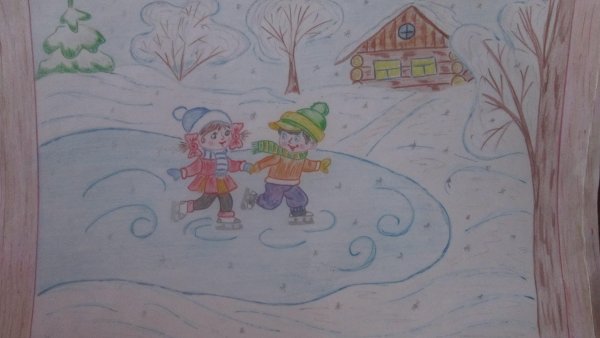 Рисунки о зиме для школьников