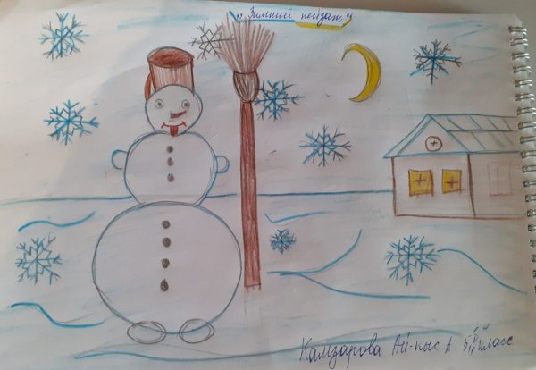Рисование дети гуляют зимой на участке