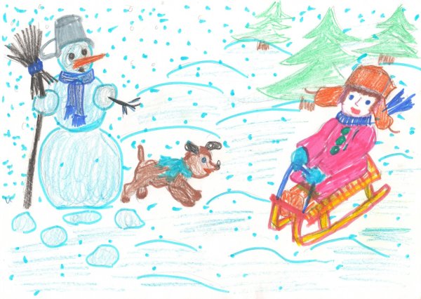 Зимние забавы рисунок