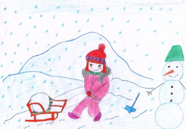 Рисунок на тему зимние забавы карандашом