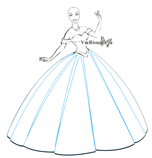 Пышное платье карандашом