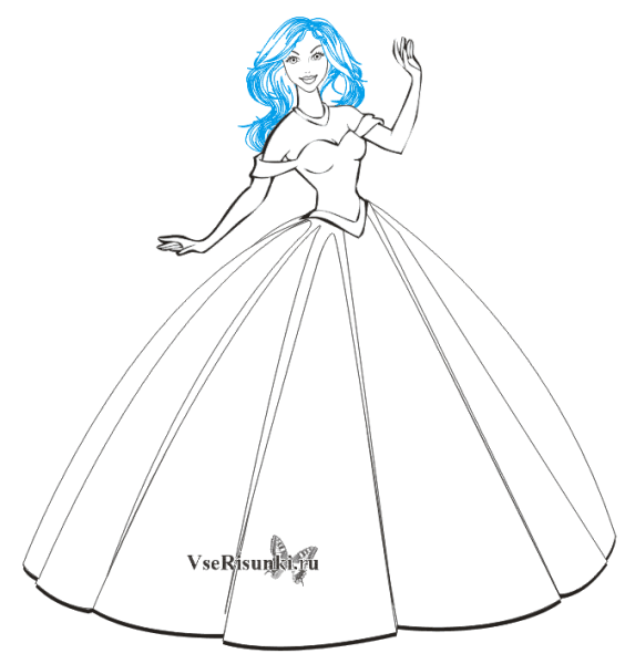 Девушка в бальном платье рисунок