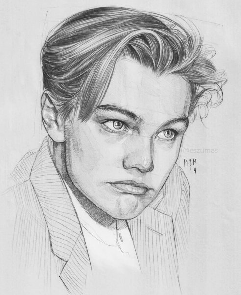 Портрет ди Каприо карандашом