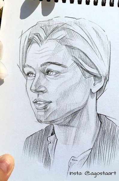 Портрет ди Каприо карандашом