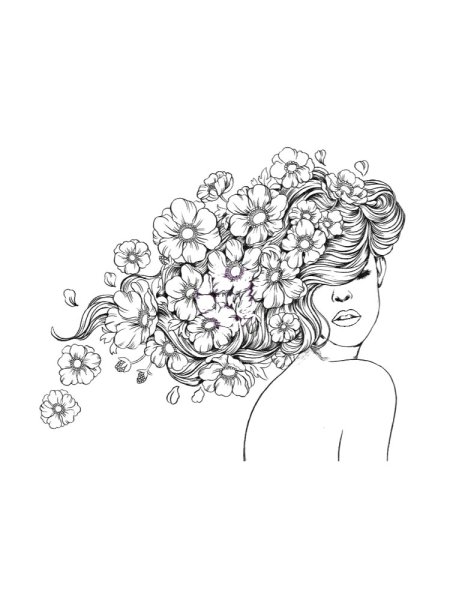 Раскраска девушка в цветах