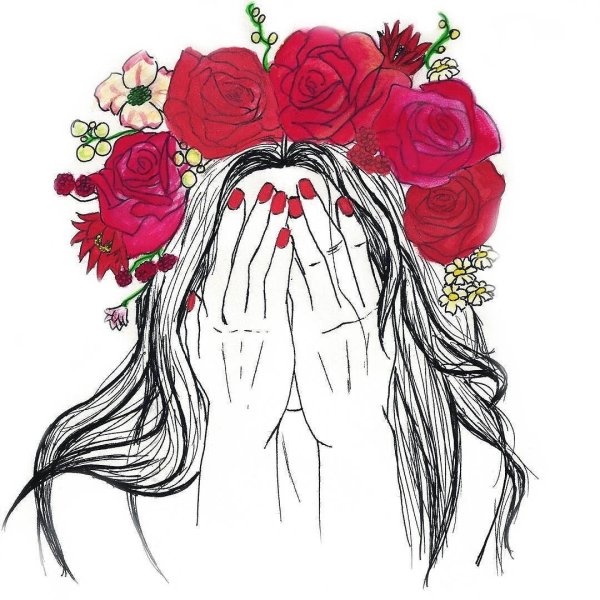 Девушка с цветами рисунок